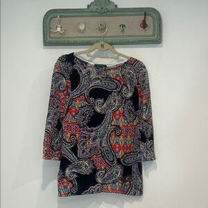 Ralph Lauren Multicolor Paisley 3/4 Long Sleeve Top women’s medium multi color